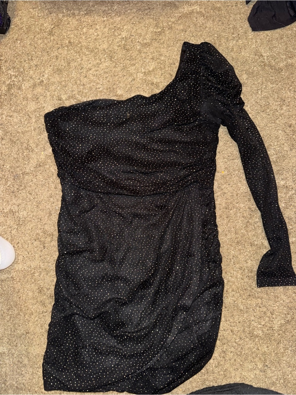 Lucy in the Sky Black One-Shoulder Sparkle Dress